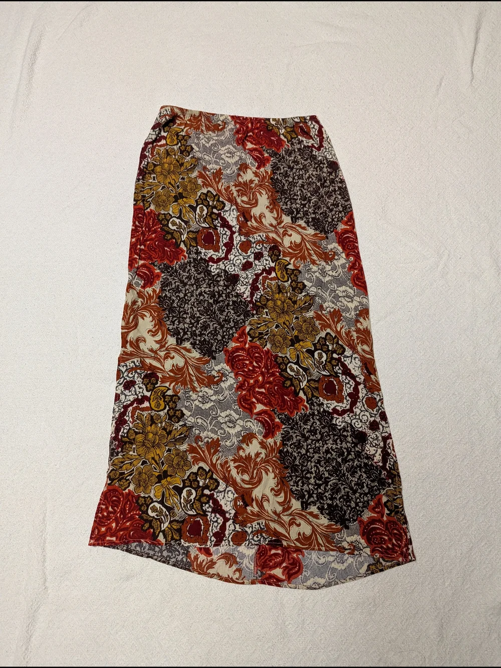 Vintage Floral Two-Piece Matching Set In Red, Brown And Mustard